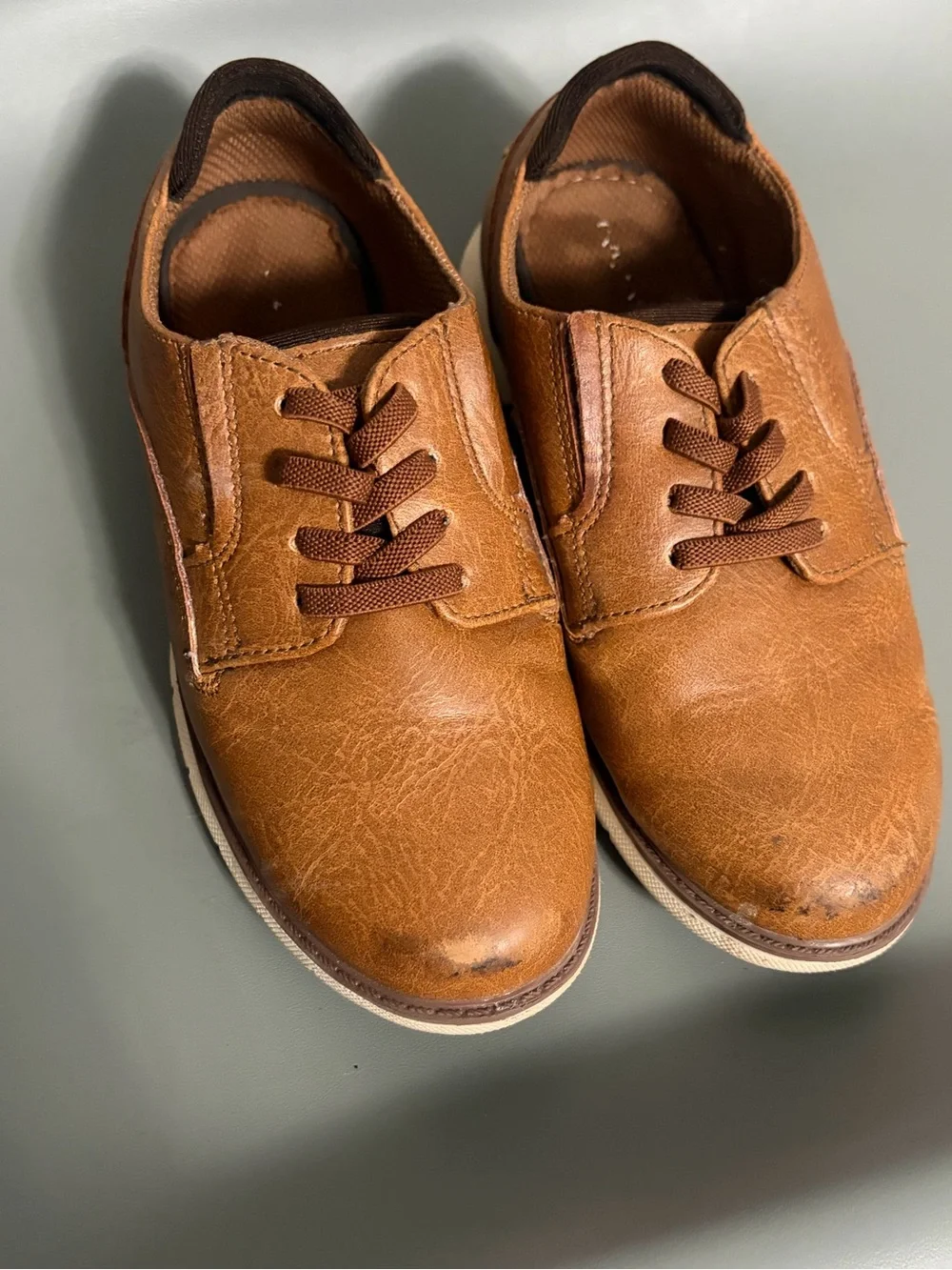 Size 1 Crown Vintage Kids' Tan Brown Lace-Up Oxford